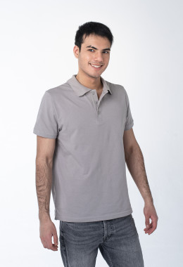 Мужская рубашка ПОЛО с эластаном серый меланж